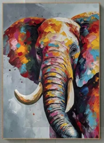 Hand Painted Oil Painting Boho Wall decor Colorful elephant Oil Painting on Canvas animal painting art large Acrylic custom oil