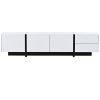 [VIDEO provided] White & Black Contemporary Rectangle Design TV Stand, Unique Style TV Console Table for TVs Up to 80''