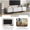 [VIDEO provided] White & Black Contemporary Rectangle Design TV Stand, Unique Style TV Console Table for TVs Up to 80''