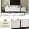 [VIDEO provided] White & Black Contemporary Rectangle Design TV Stand, Unique Style TV Console Table for TVs Up to 80''