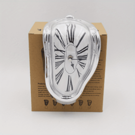 1pc, Surreal Melted Twisted Roman Numeral Wall Clocks Surrealism Style Clock Home Accessory Distorted Wall Watch Decor (Color: Silvery)