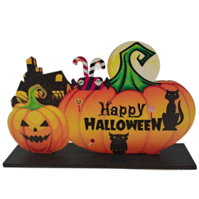 Halloween Wooden Centerpiece Sign Happy Halloween Table Toppers (Color: type2)