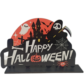 Halloween Wooden Centerpiece Sign Happy Halloween Table Toppers (Color: type7)